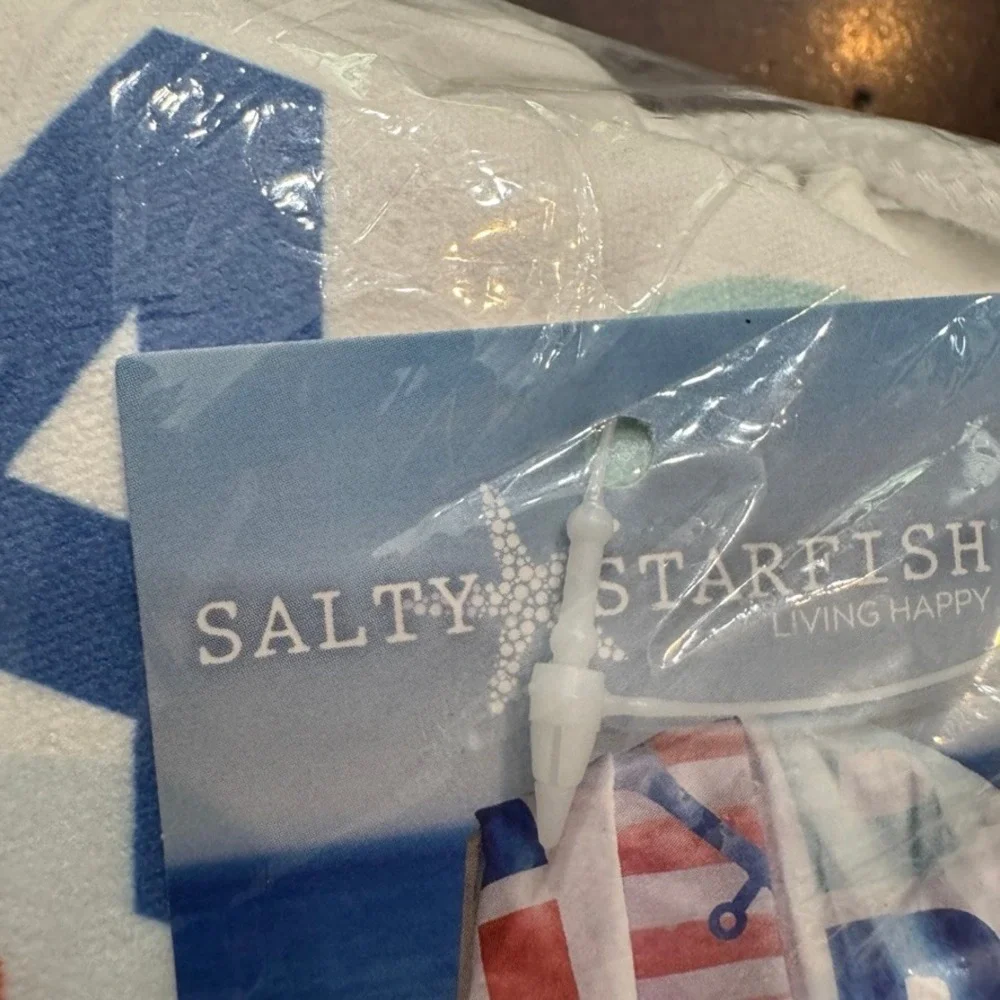 Salty Starfish Extra Large Reversible Microfiber Beach Towel 70x70 Anchor Tote